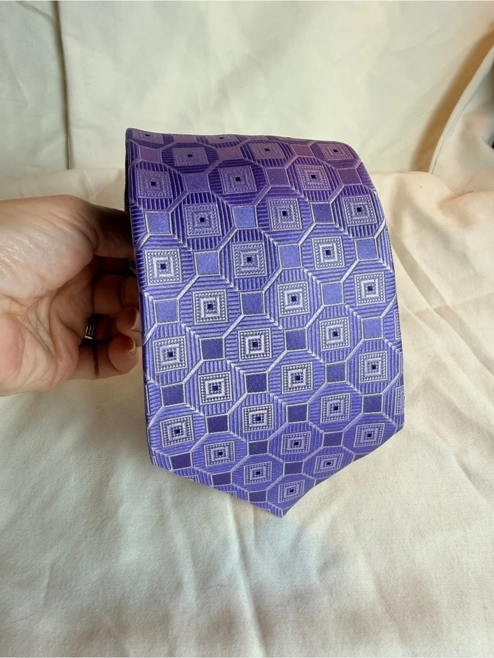 Pronto Uomo Purple Geometric Silk Tie
